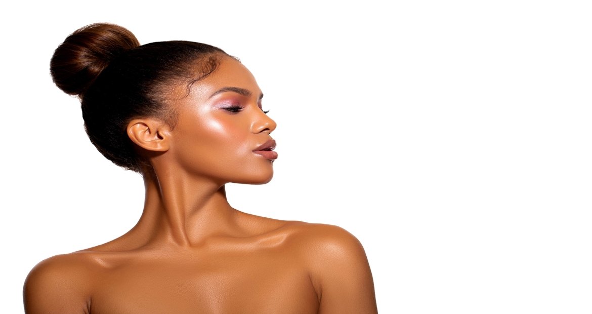 Modelo Negra Com Coque No Cabelo